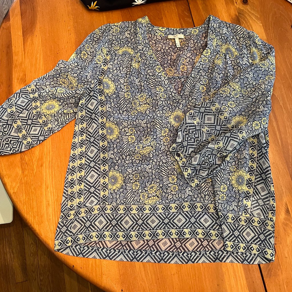 Joie 3/4 Sleeve Multi-Print Floral Blouse